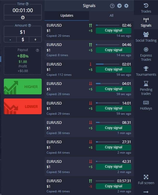 Señales de Pocket Option