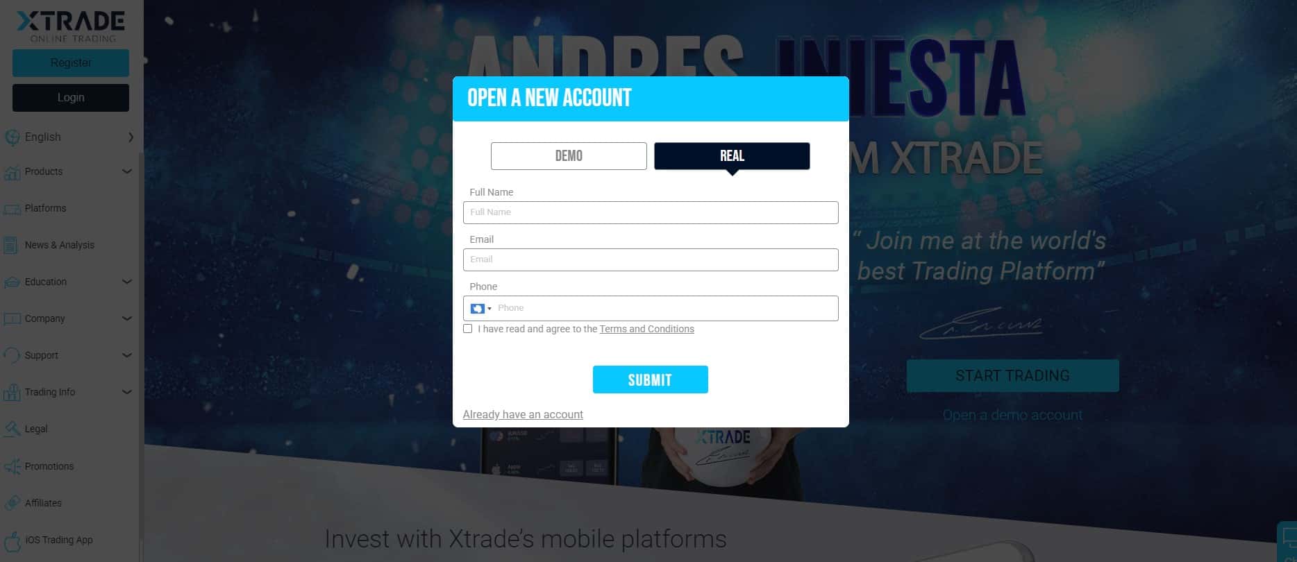 Registro no XTrade