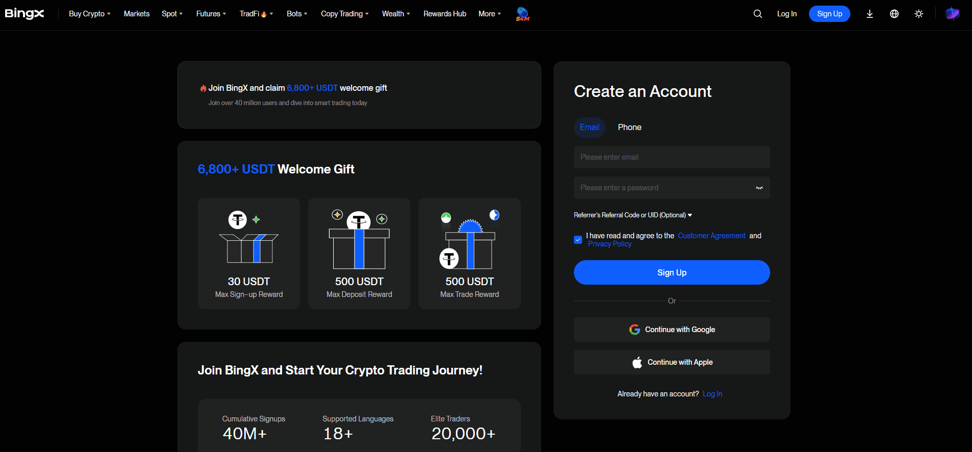 Register on BingX