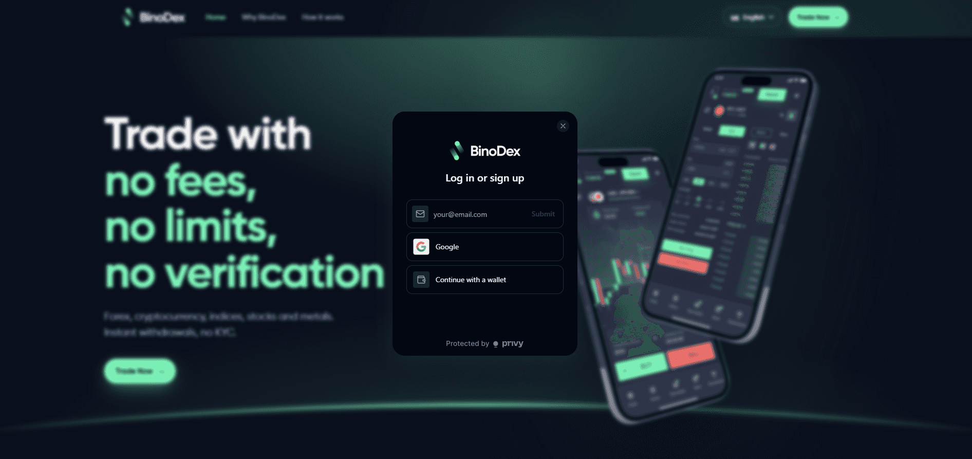 Відкриття рахунку на BinoDex
