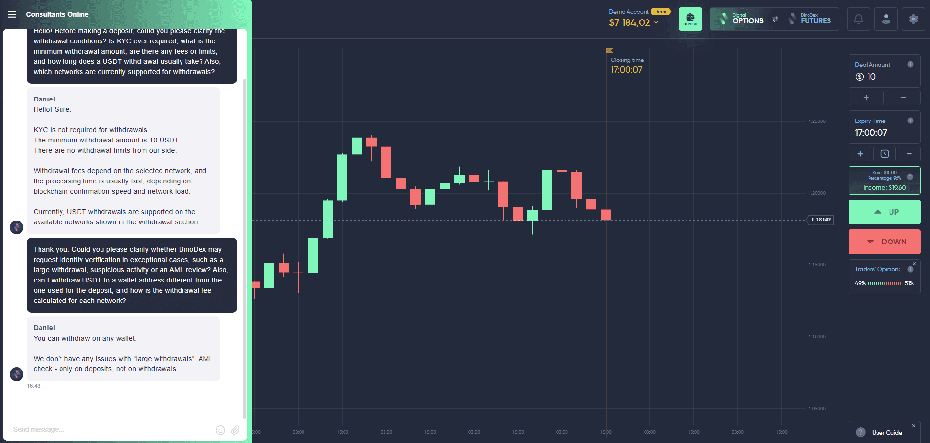 Спілкування з підтримкою на BinoDex
