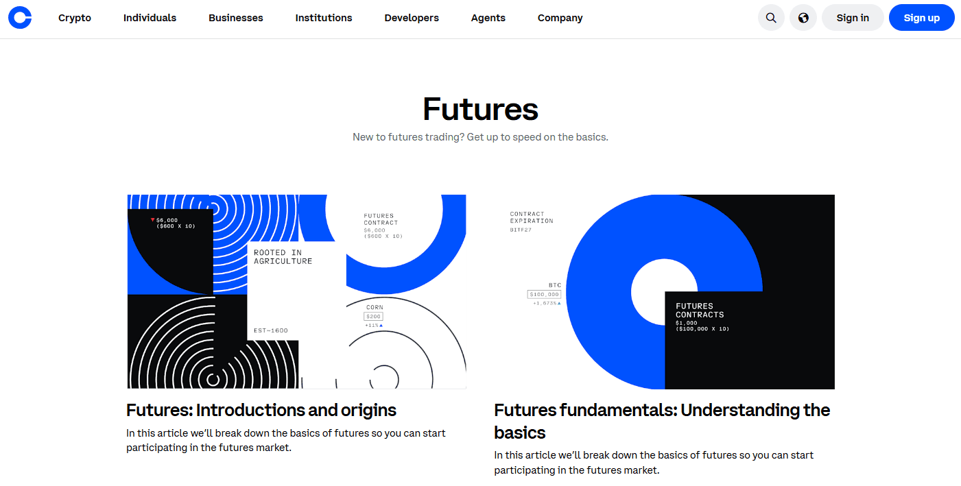 Formación sobre trading de futuros en Coinbase