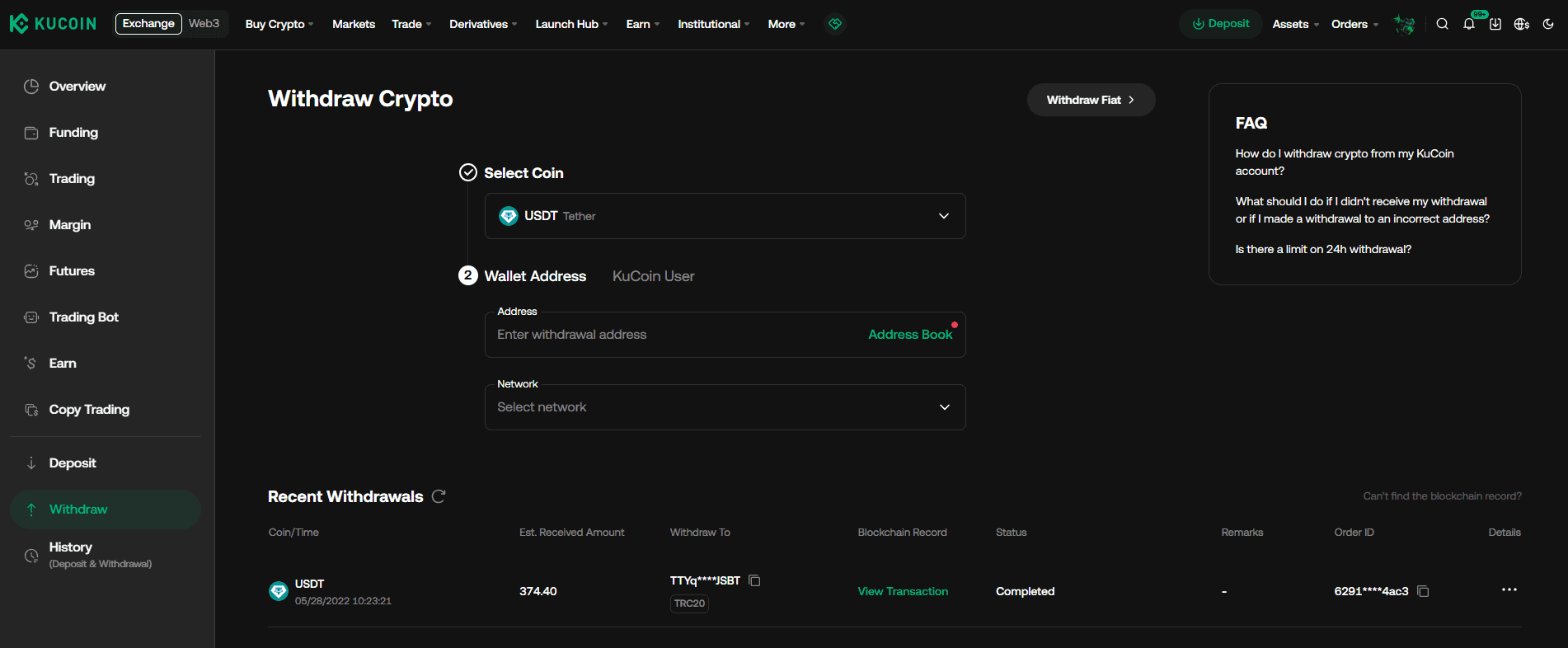Wypłata kryptowalut z KuCoin