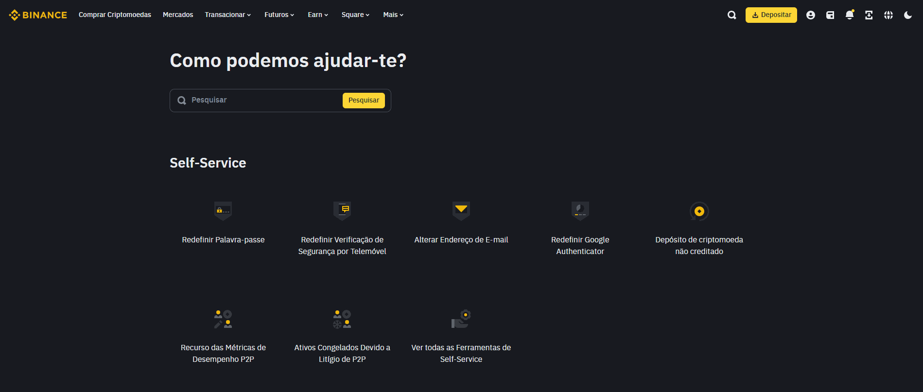 Centro de Suporte Binance