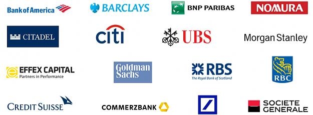 логотипы многих крупных поставщиков ликвидности на Форекс