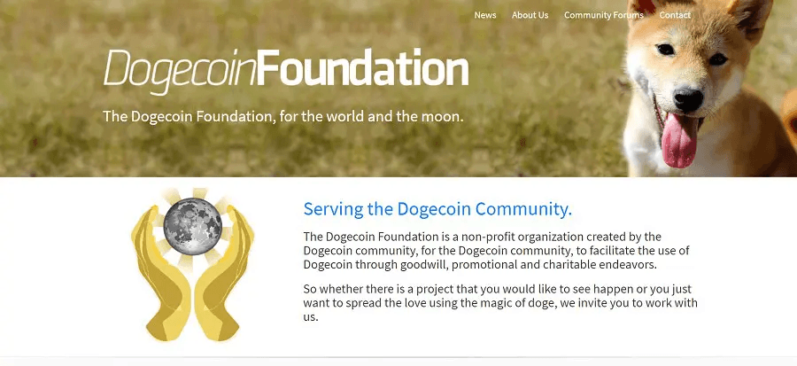 Домашняя страница сайта Dogecoin Foundation