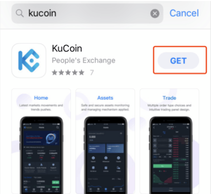 Страница загрузки приложения KuCoin для iOS