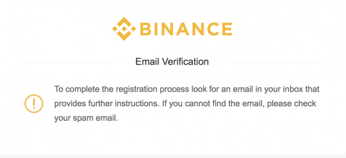 Верификация email Binance