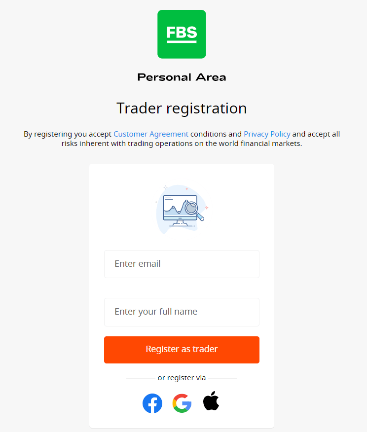 Регистрационная форма на FBS.com