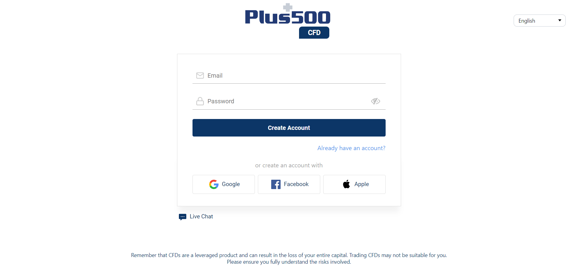 Creating a Plus500 account