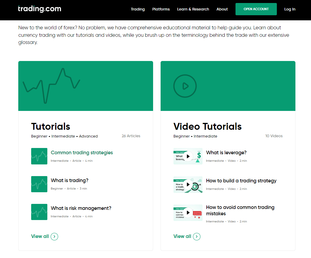 Training materials on Trading.com